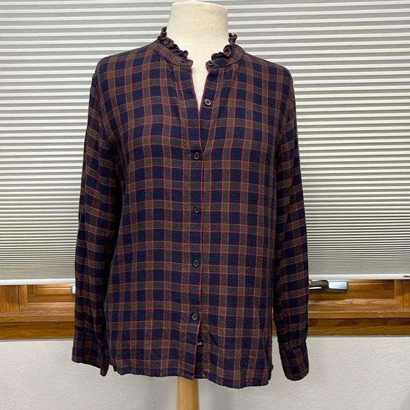Rails Andi Navy Olive Fuchsia Plaid Button Down Long Sleeve Soft Flannel Shirt - Picture 2 of 13